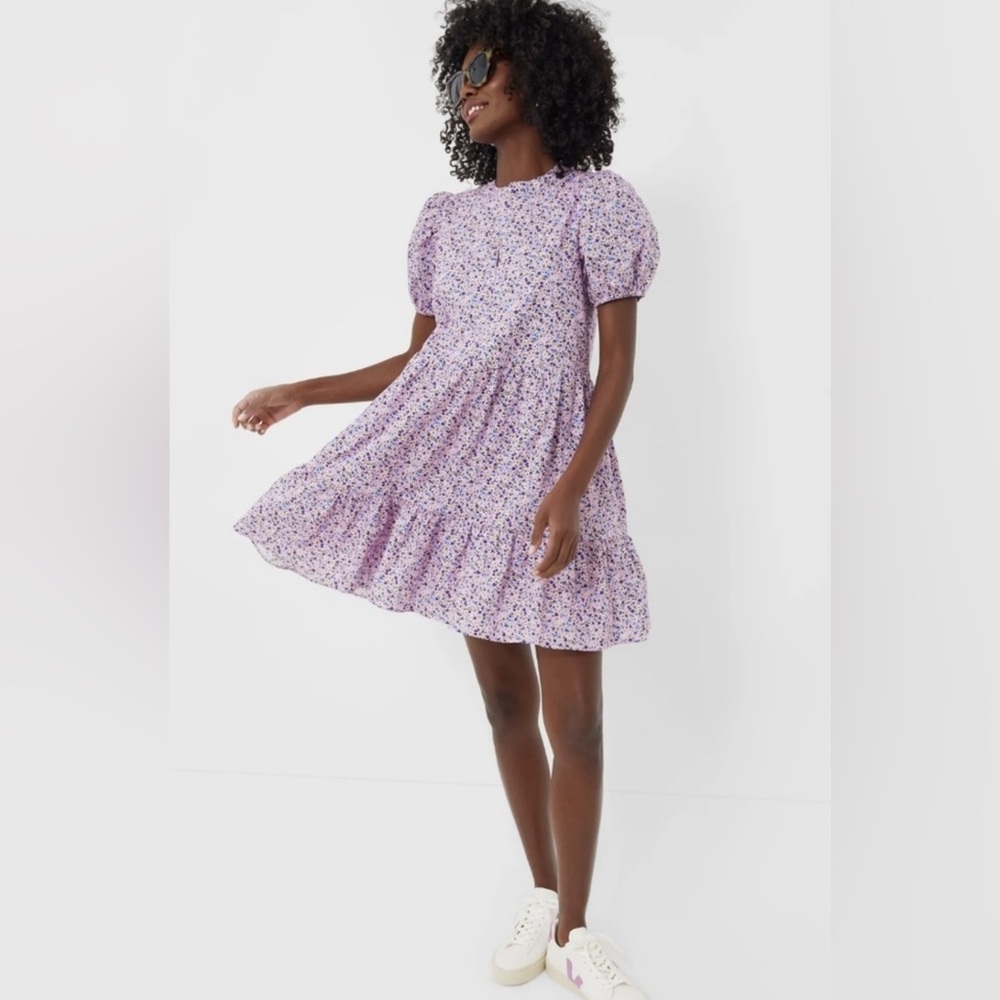 HYACINTH HOUSE Lilac Floral Zip Front Ellie Mini Dress Size: XXL